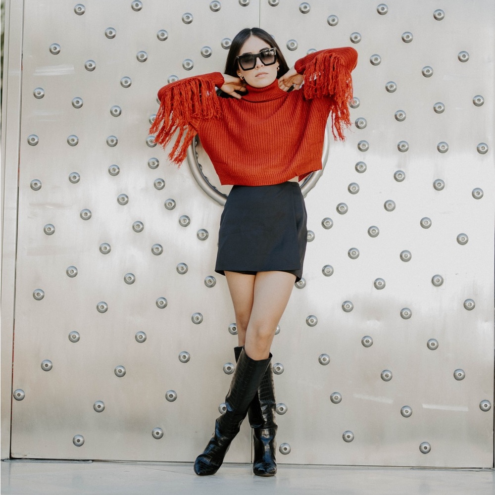 *24 HOUR SALE* All The Rage Rust Fringe Sleeve Sweater - Picture 13 of 13